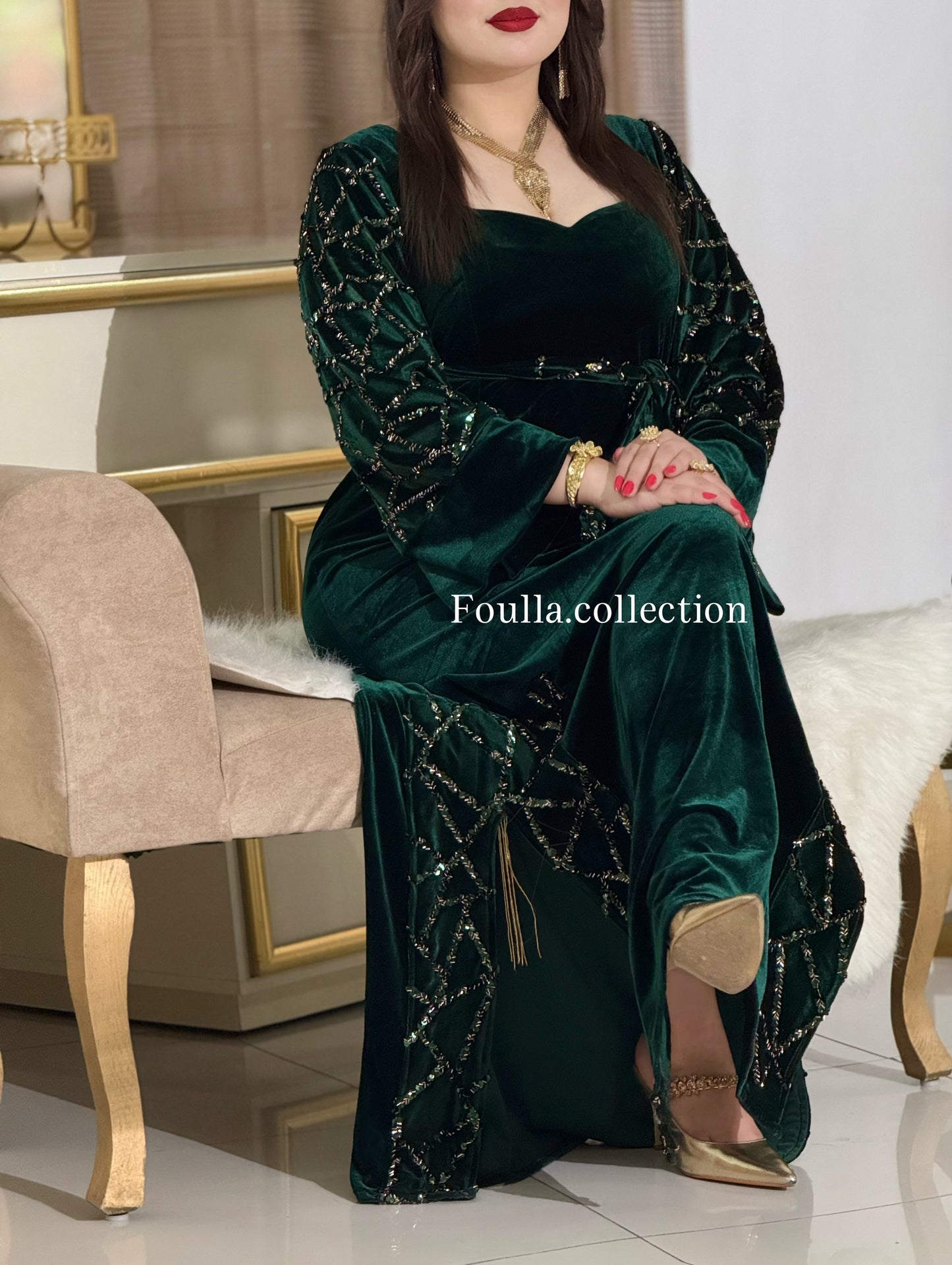 فستان نور اخضر