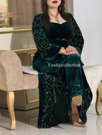 فستان نور اخضر