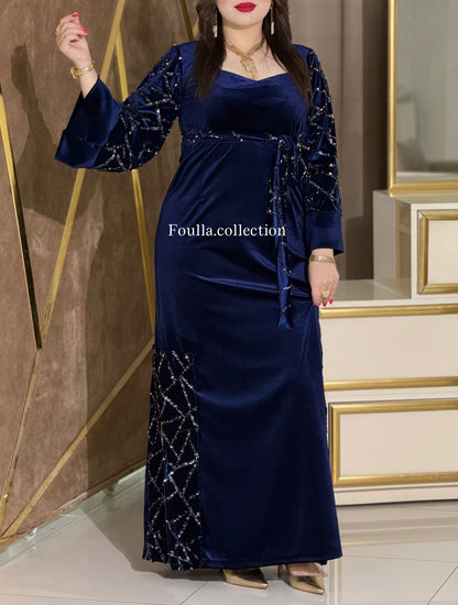 فستان نور ازرق ليلي