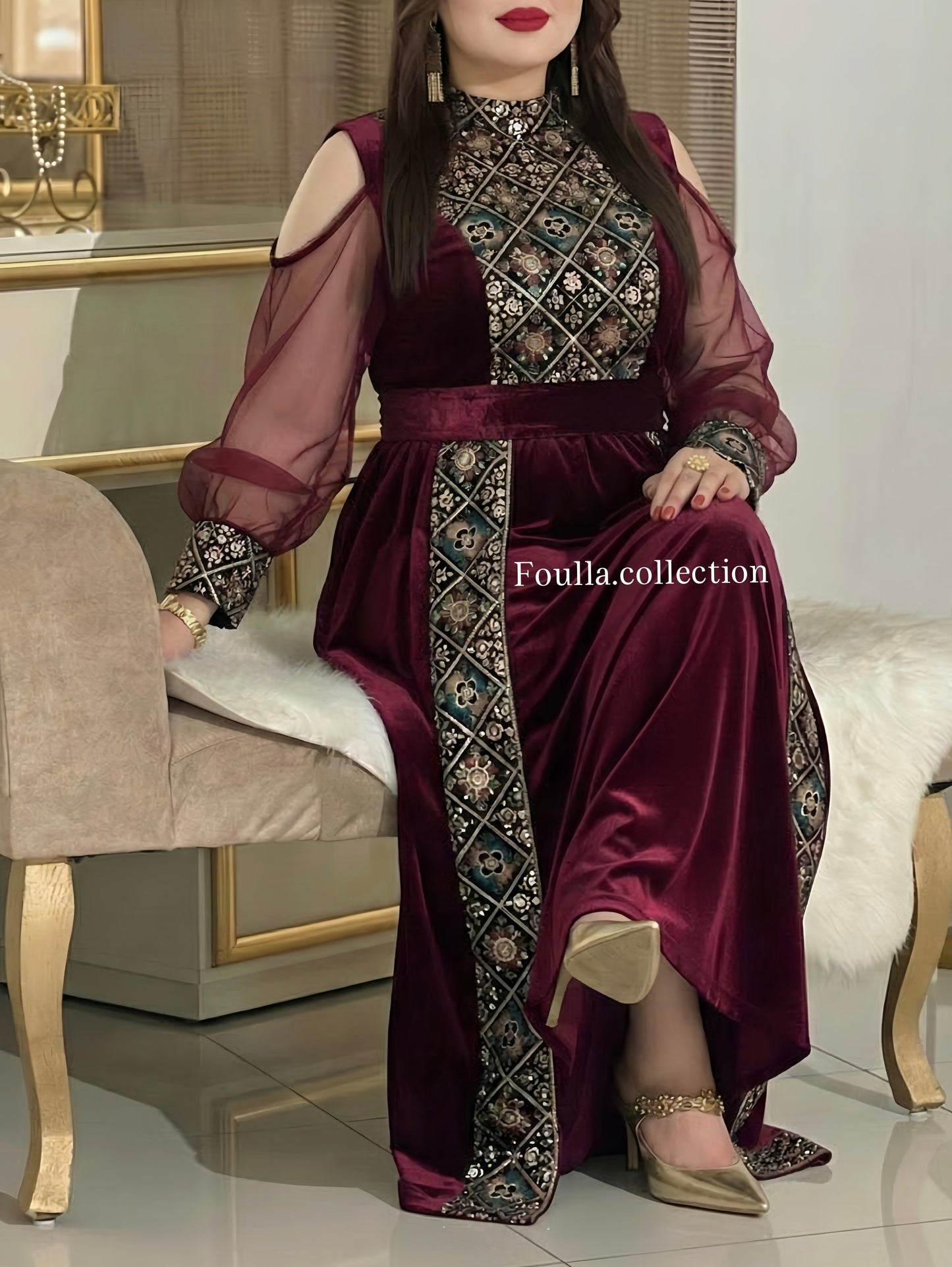 فستان رقية بورغاندي