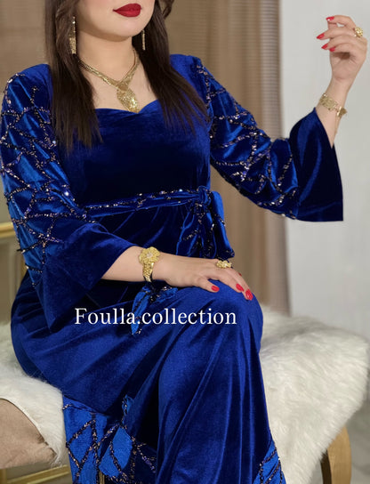 فستان نور ازرق ملكي