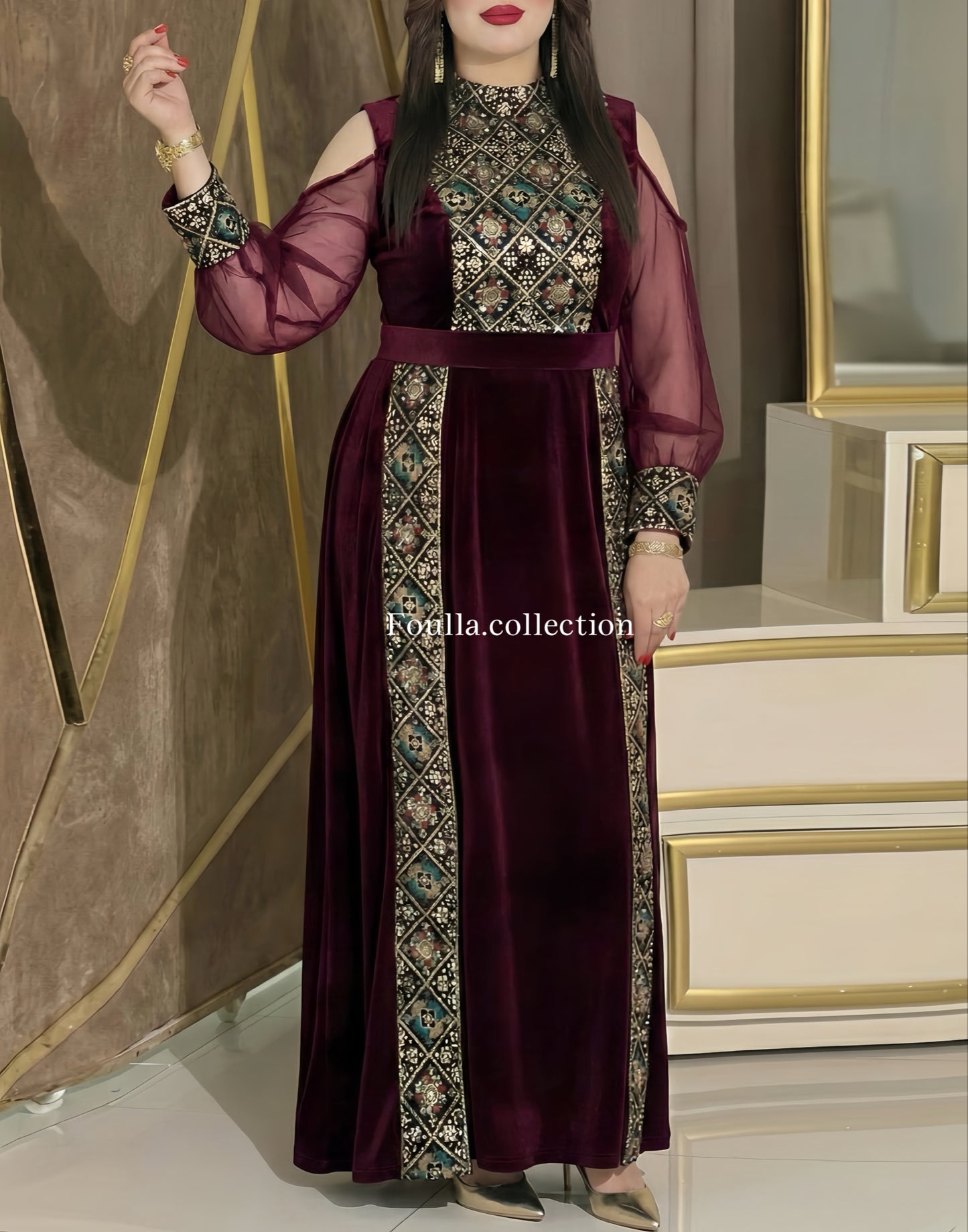 فستان رقية بورغاندي