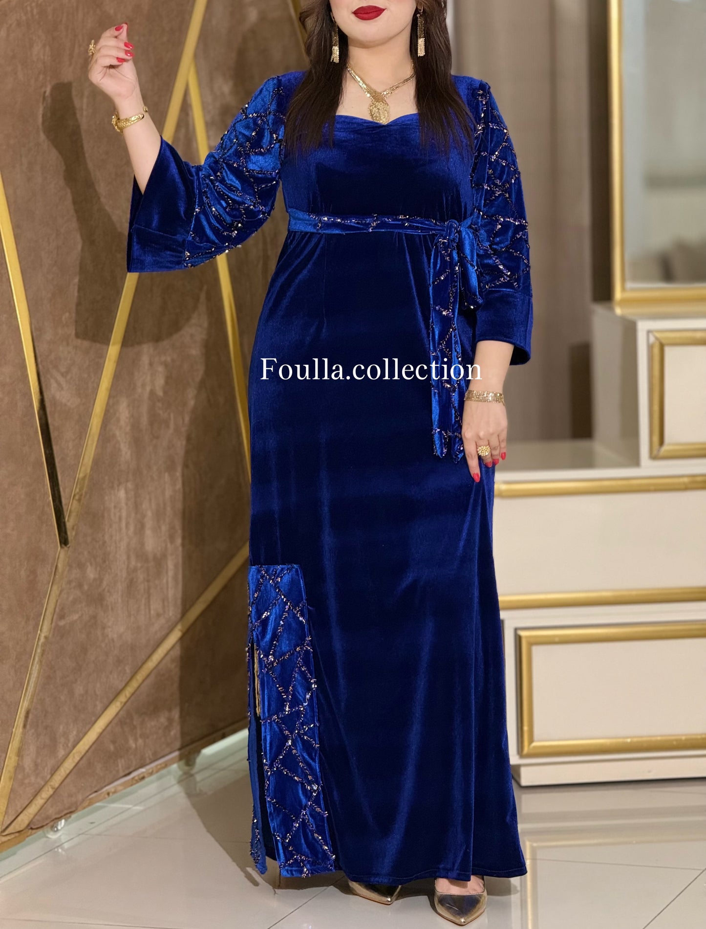 فستان نور ازرق ملكي