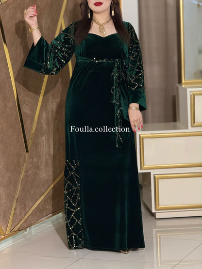 فستان نور اخضر